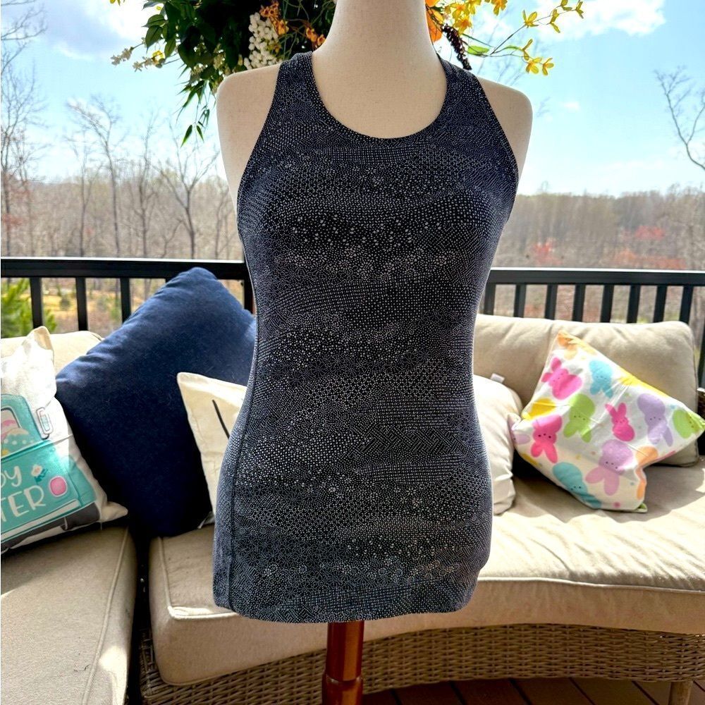 Lululemon Cool Racer Back Black Patterned Women's Top